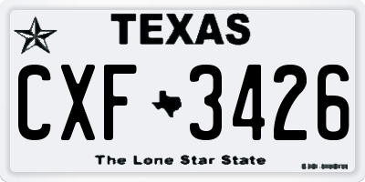 TX license plate CXF3426