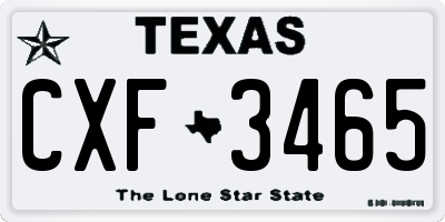 TX license plate CXF3465