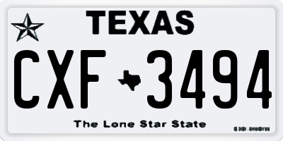 TX license plate CXF3494