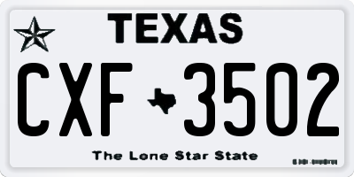 TX license plate CXF3502