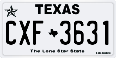 TX license plate CXF3631