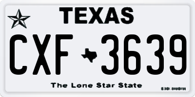 TX license plate CXF3639