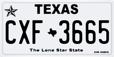 TX license plate CXF3665
