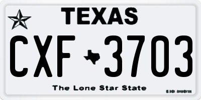 TX license plate CXF3703