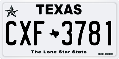 TX license plate CXF3781