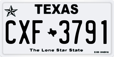 TX license plate CXF3791