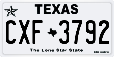 TX license plate CXF3792