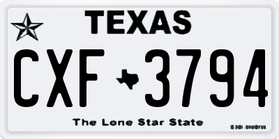 TX license plate CXF3794