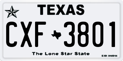 TX license plate CXF3801