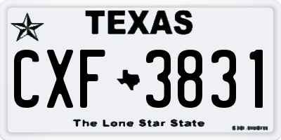 TX license plate CXF3831