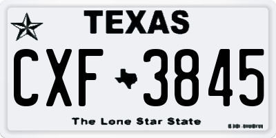 TX license plate CXF3845