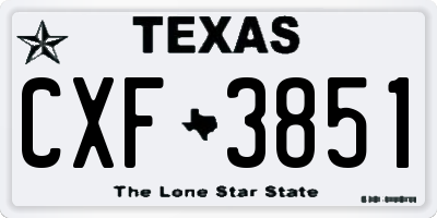 TX license plate CXF3851