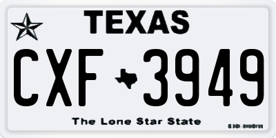 TX license plate CXF3949
