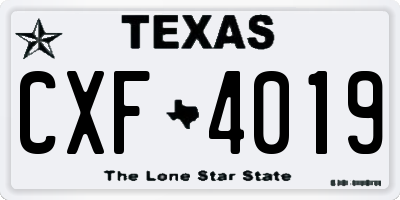 TX license plate CXF4019