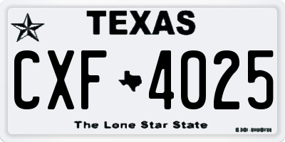 TX license plate CXF4025