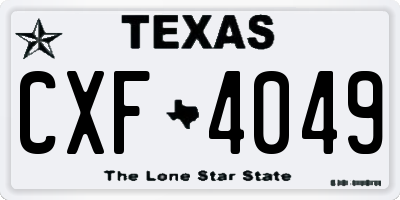 TX license plate CXF4049