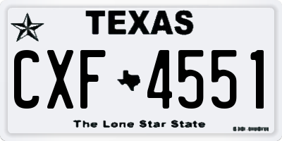 TX license plate CXF4551