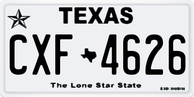 TX license plate CXF4626