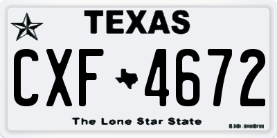 TX license plate CXF4672
