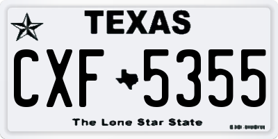 TX license plate CXF5355