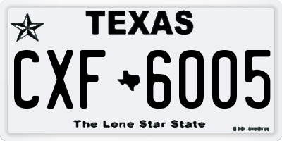 TX license plate CXF6005