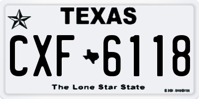TX license plate CXF6118