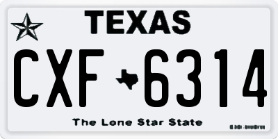 TX license plate CXF6314