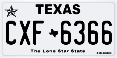 TX license plate CXF6366