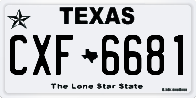 TX license plate CXF6681