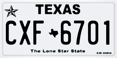TX license plate CXF6701