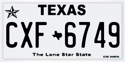 TX license plate CXF6749