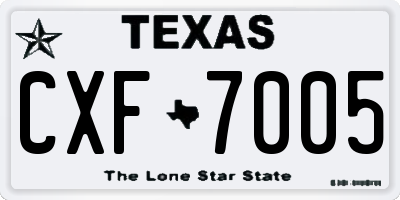 TX license plate CXF7005