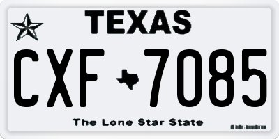 TX license plate CXF7085