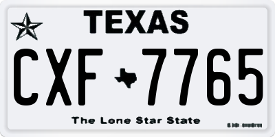 TX license plate CXF7765