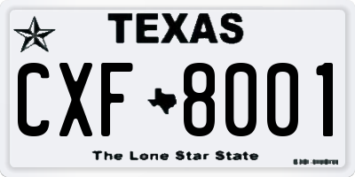 TX license plate CXF8001
