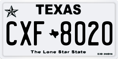 TX license plate CXF8020
