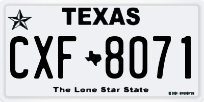 TX license plate CXF8071