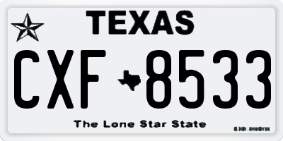TX license plate CXF8533