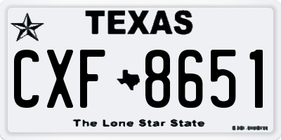 TX license plate CXF8651