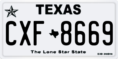 TX license plate CXF8669