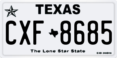 TX license plate CXF8685