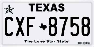 TX license plate CXF8758