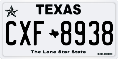 TX license plate CXF8938
