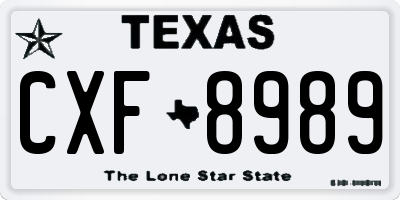 TX license plate CXF8989