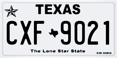 TX license plate CXF9021
