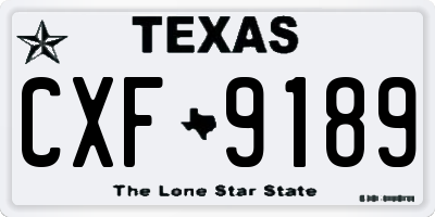 TX license plate CXF9189