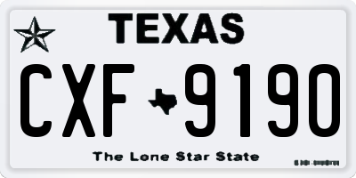 TX license plate CXF9190