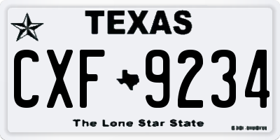 TX license plate CXF9234