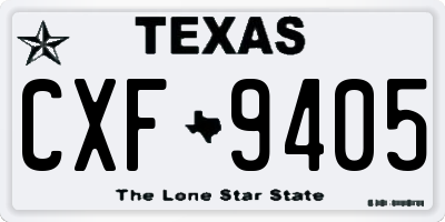 TX license plate CXF9405