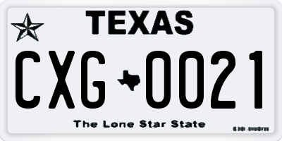 TX license plate CXG0021